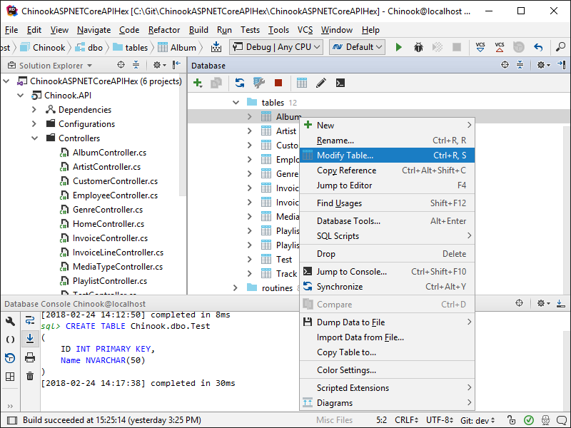 Working with an existing table