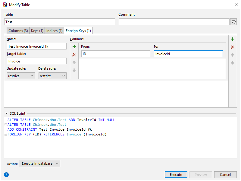 Creating foreign keys