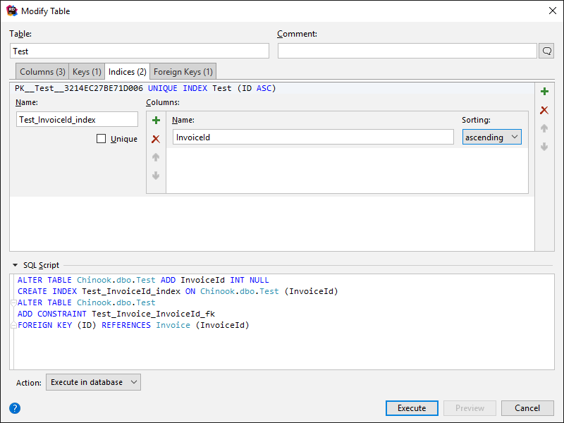 Naming Indexes or Indices of a table