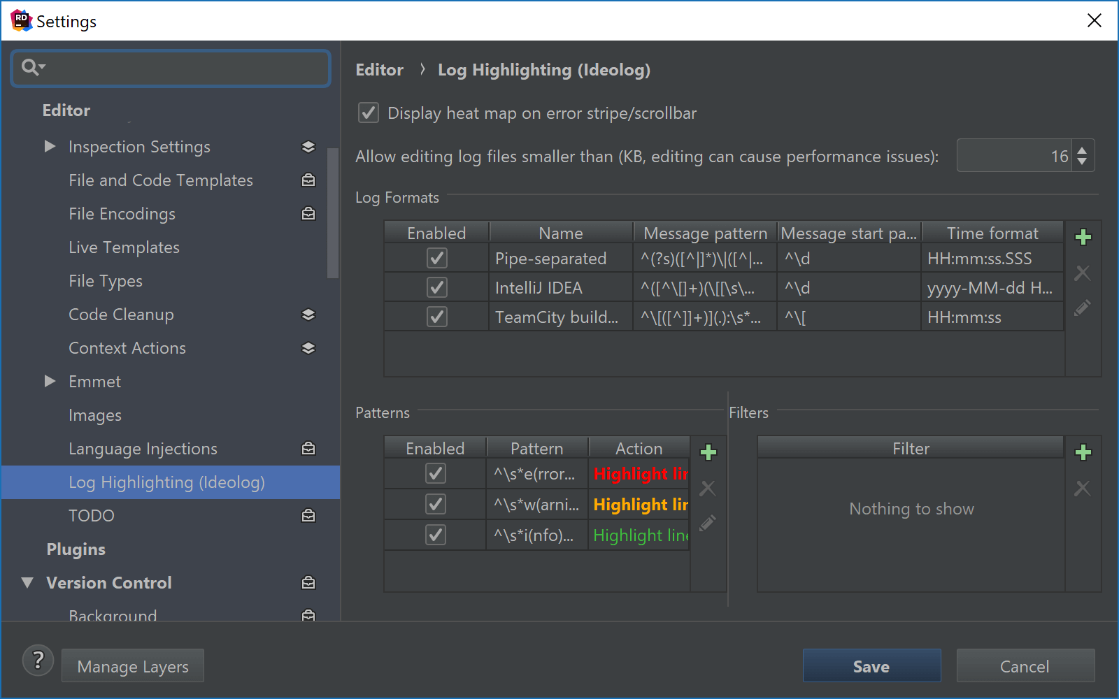 Custom log format and patterns for highlighting