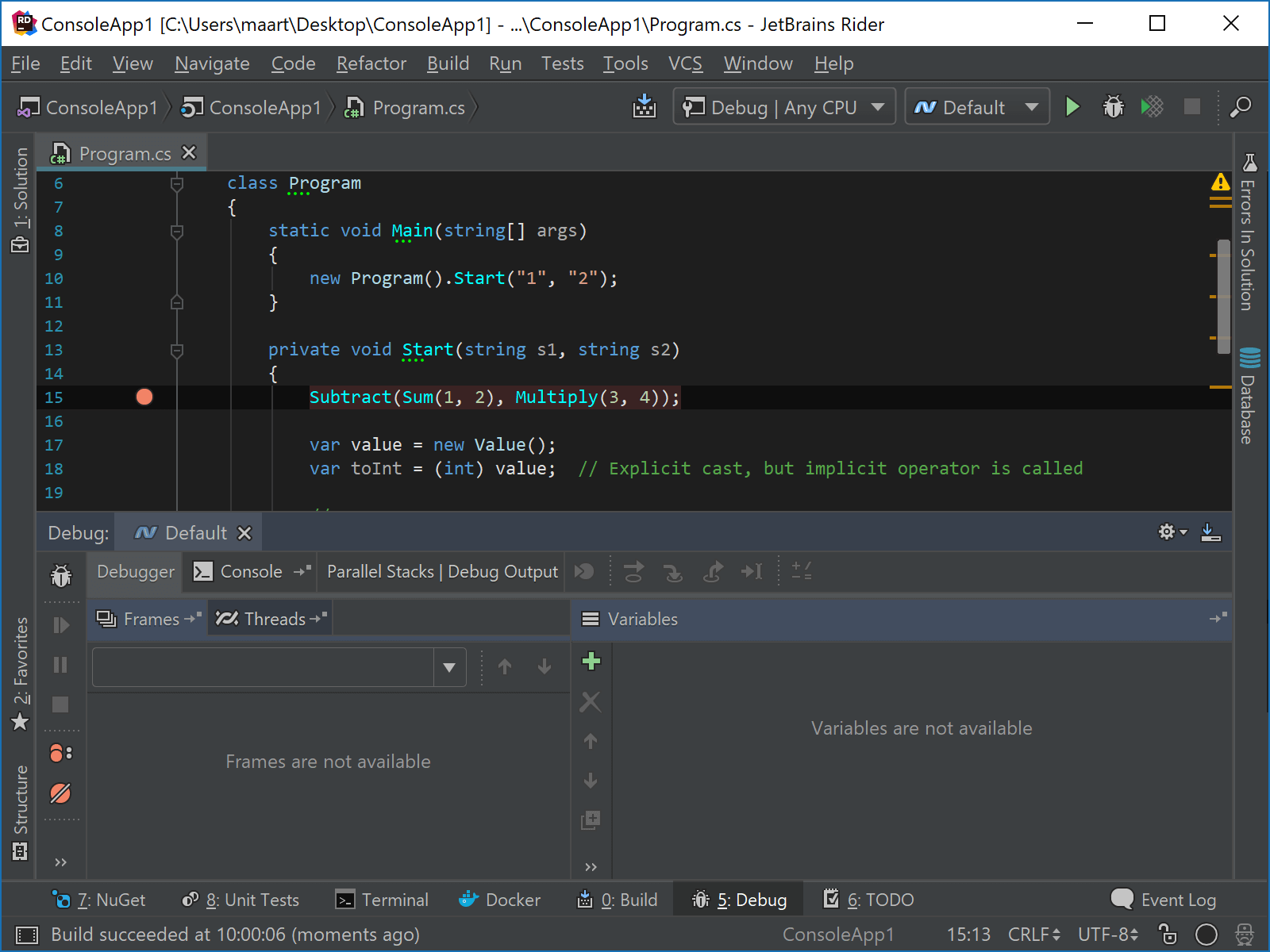 Nested function calls with return value locals