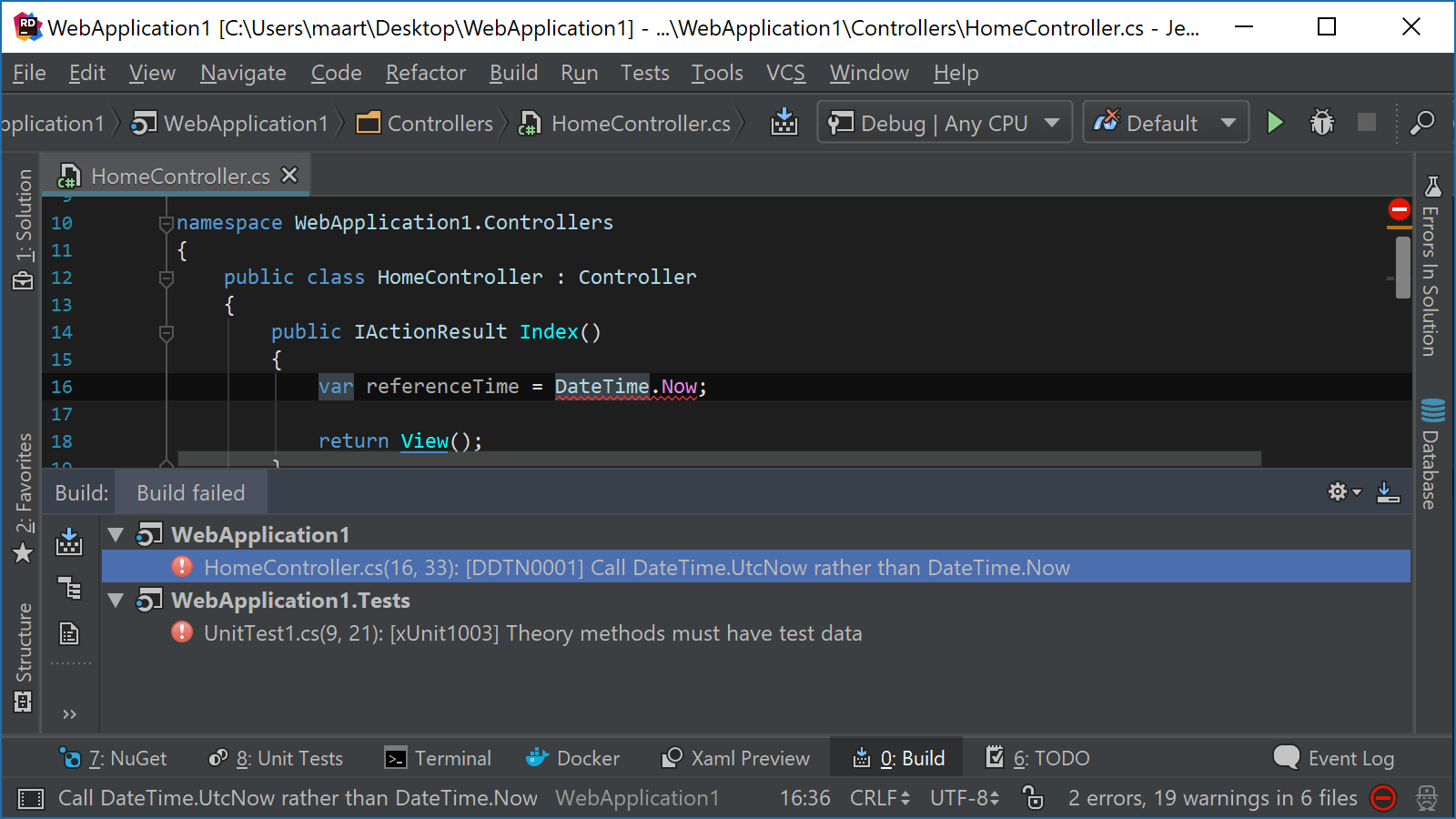 Roslyn analyzer marked error breaks build