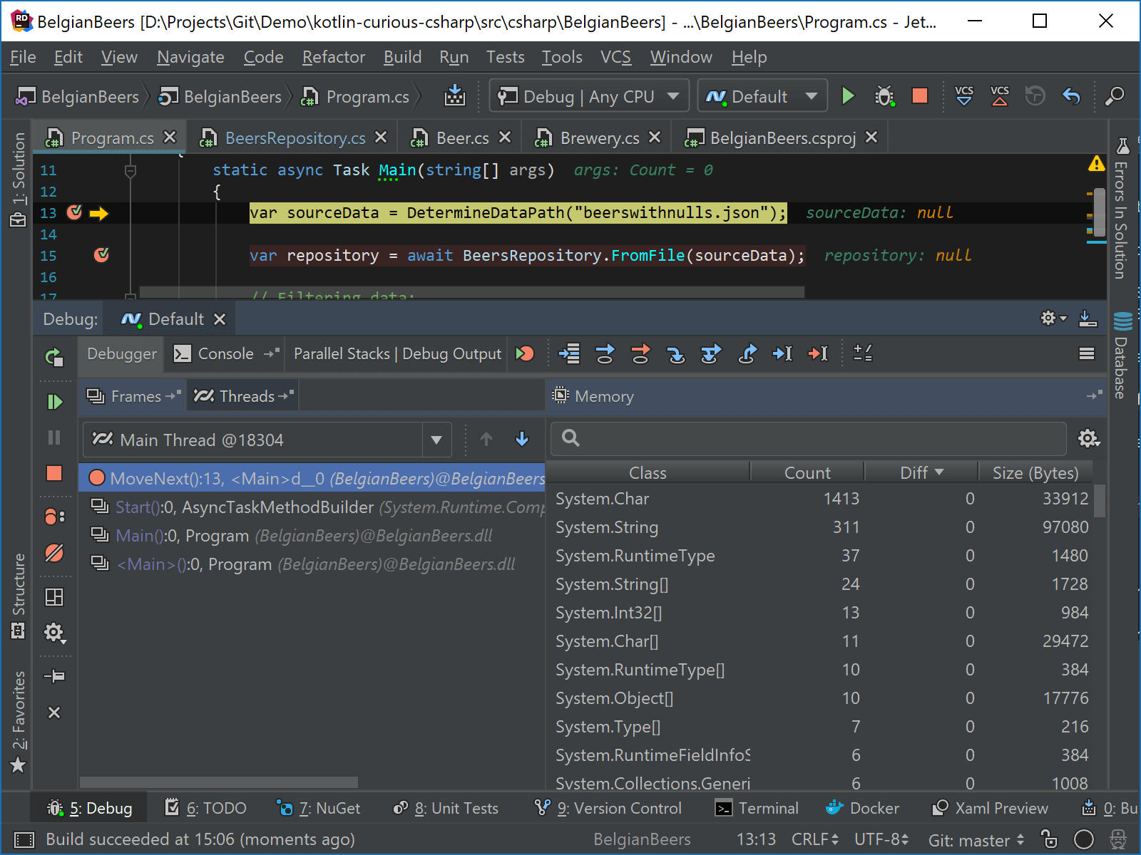 See the number of objects changes between debugger stops