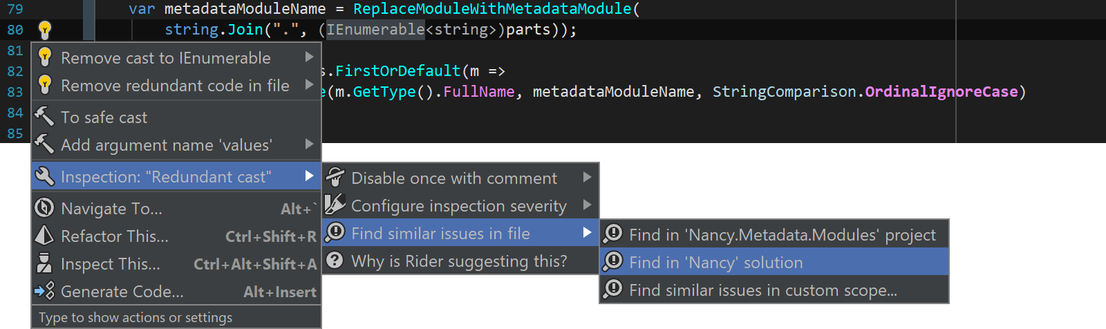 Find similar issues in scope