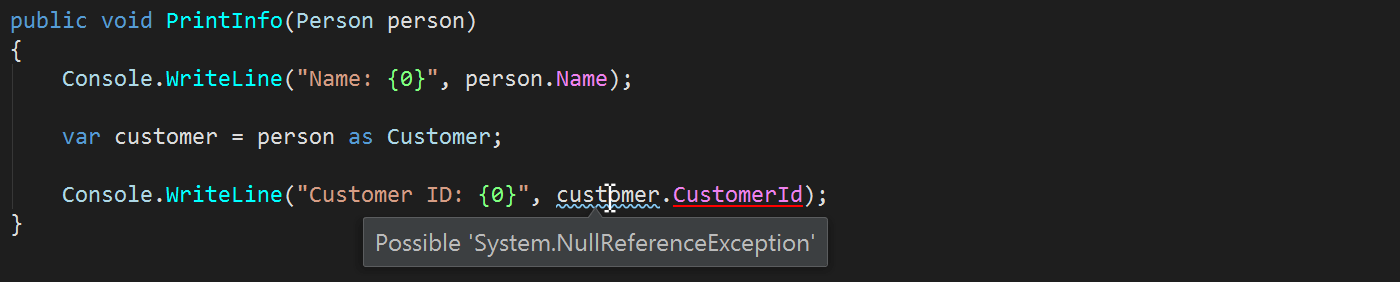 Possible NullReferenceException - inspections in action