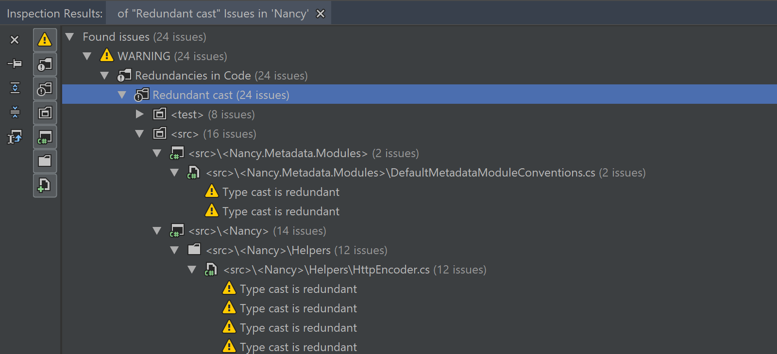 Display inspection results in solution