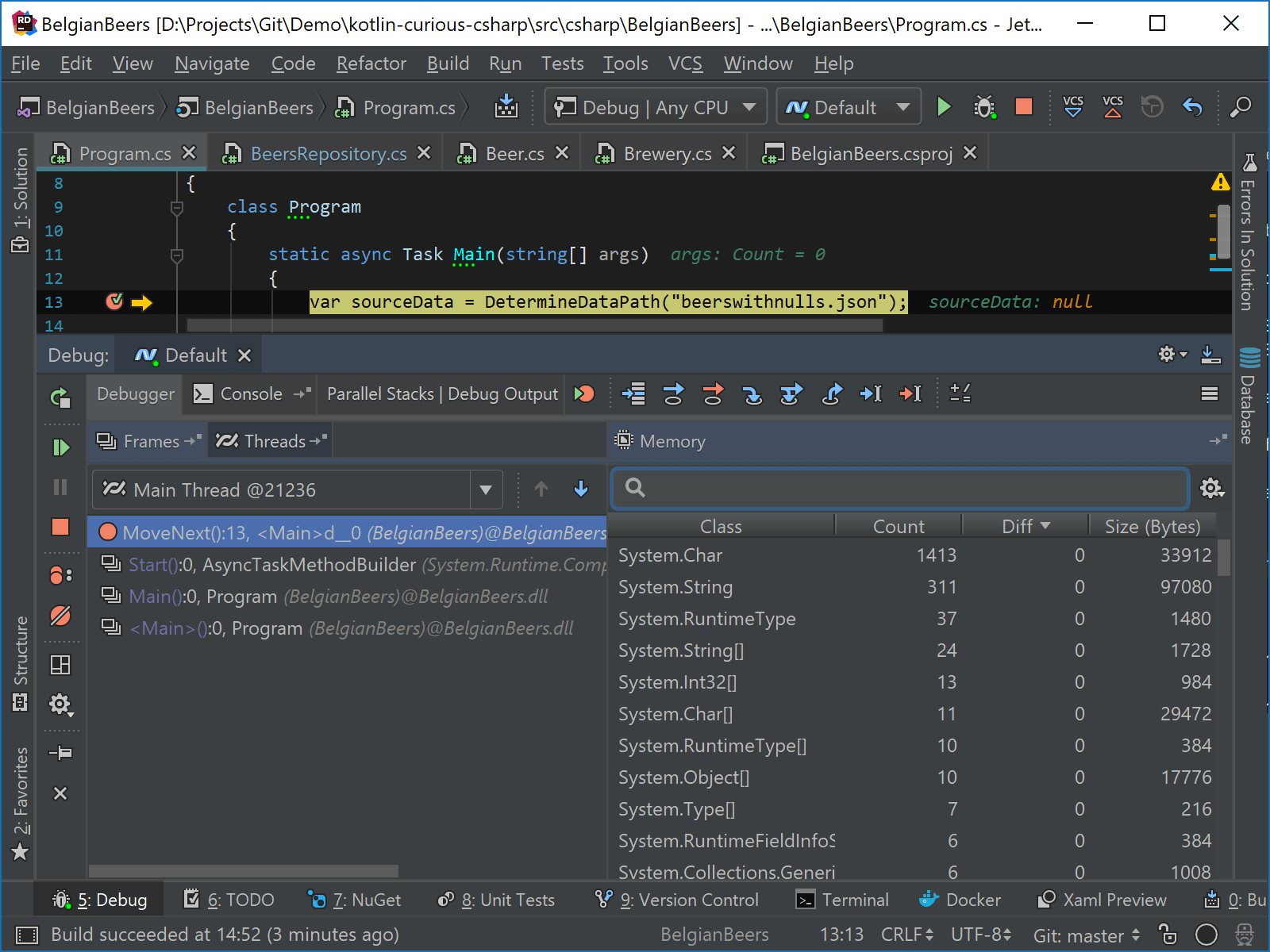 View memory space of a running application