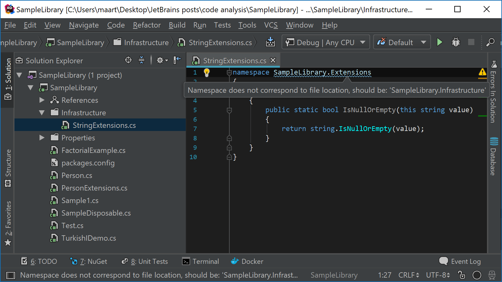 Namespace does not match folder structure