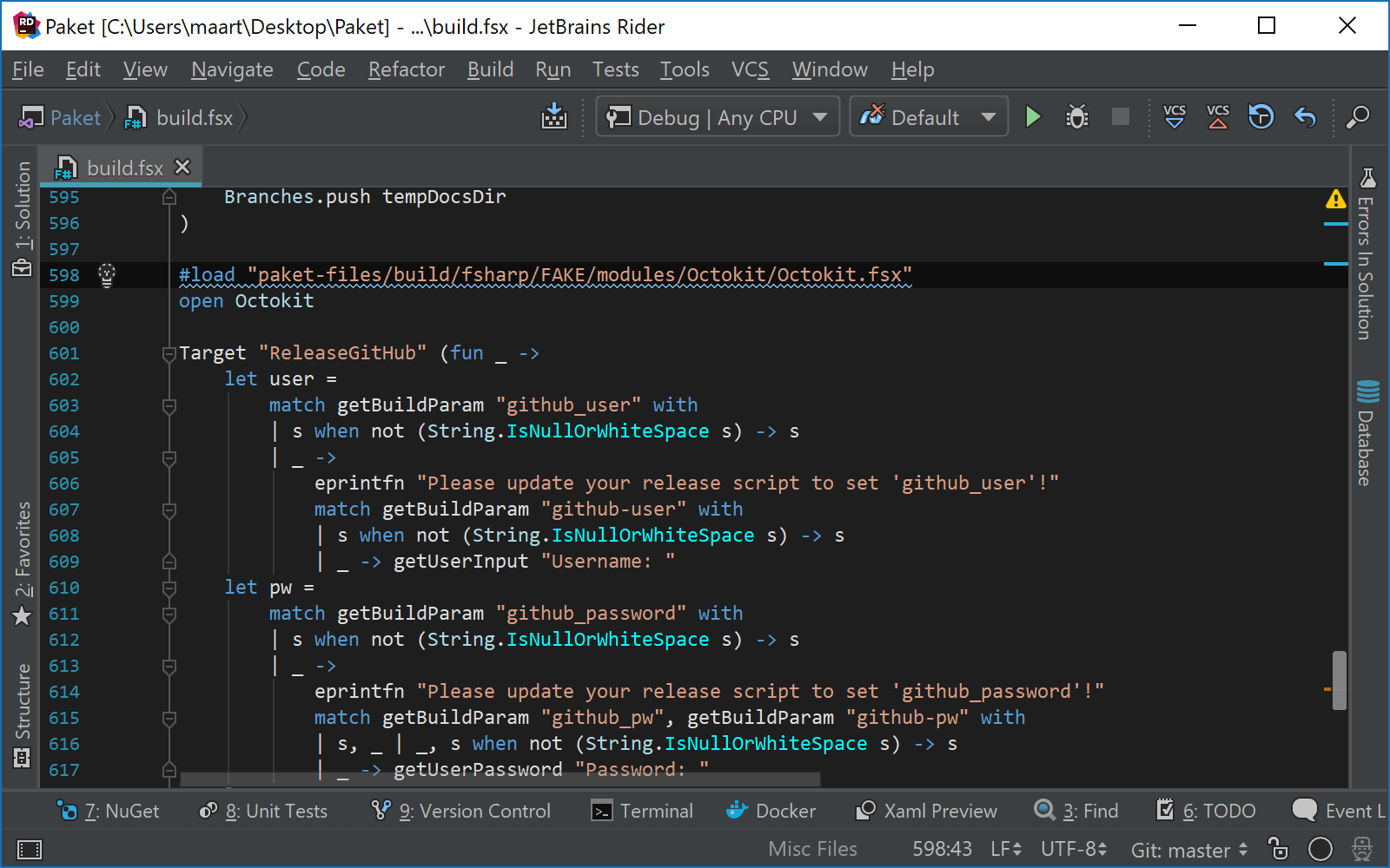 Navigate to included FSharp script file