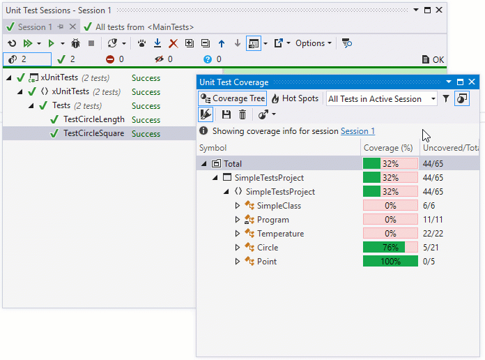 Aggregated coverage results