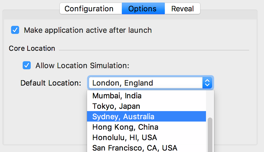 Location in the Run Configuration