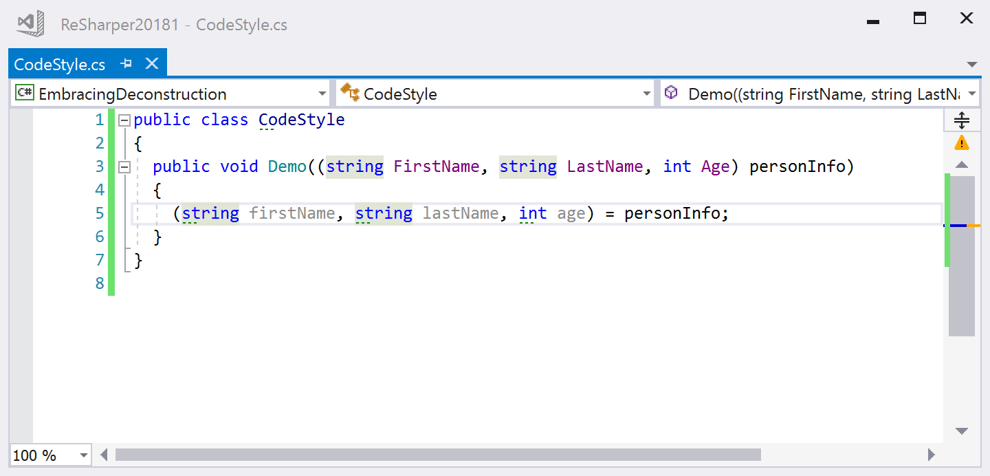 Deconstruction code style demo
