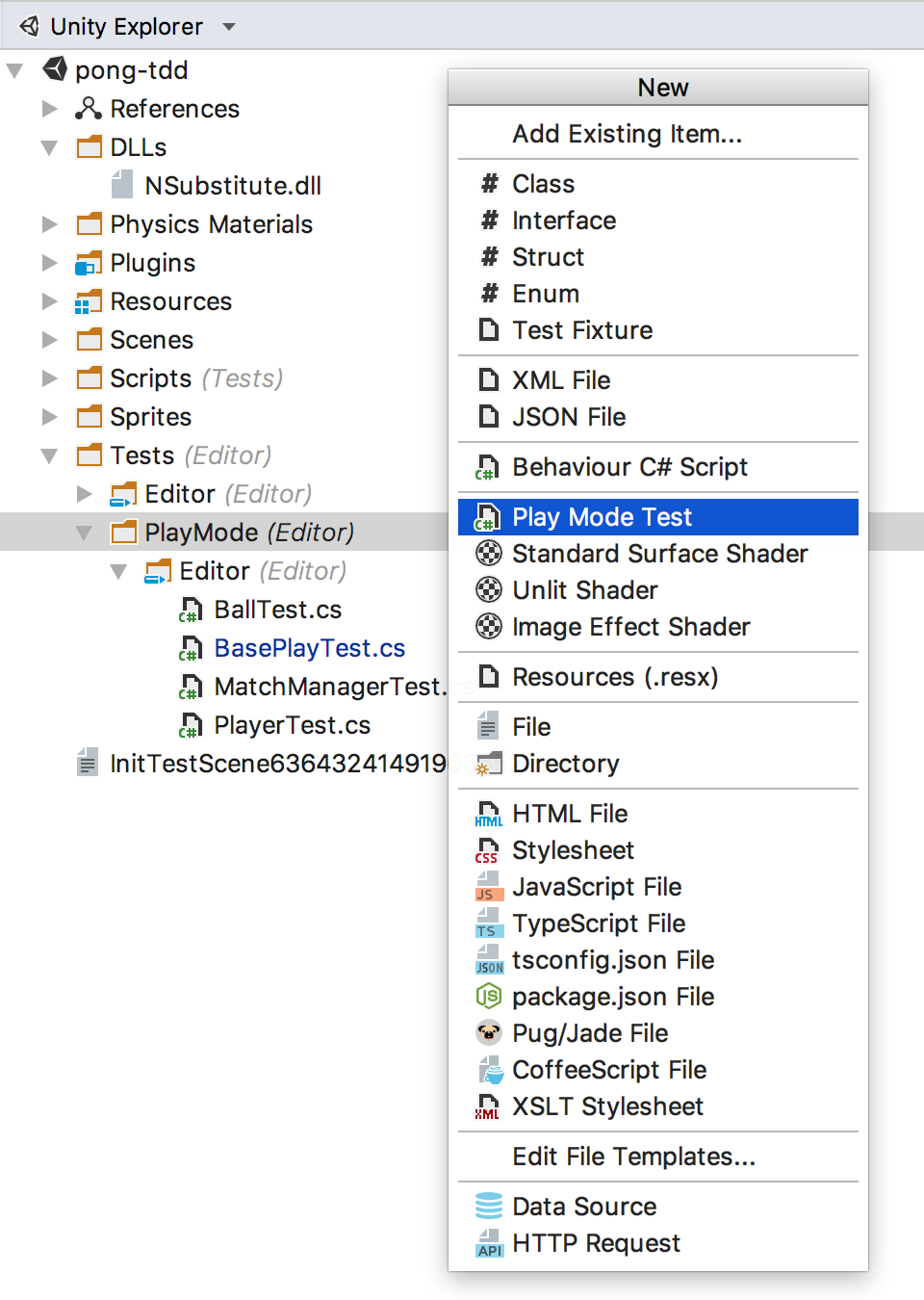 File templates menu