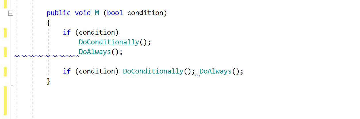 Inspections for multiple statements on same line and incorrect indents around child statements