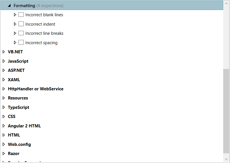 Formatting inspections overview