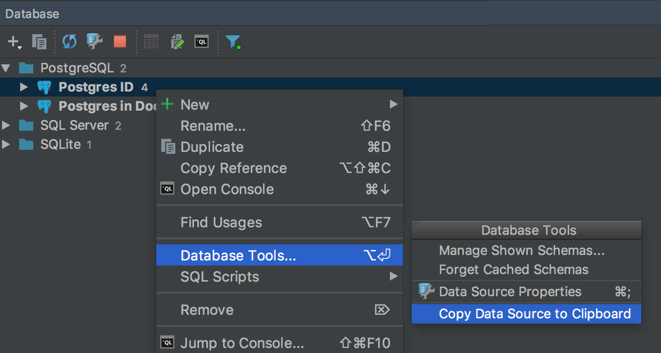 Copy And Share Data Sources In Intellij Based Ides The Datagrip Blog