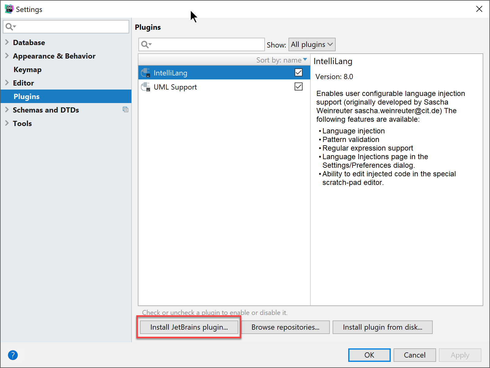 datagrip set parameters