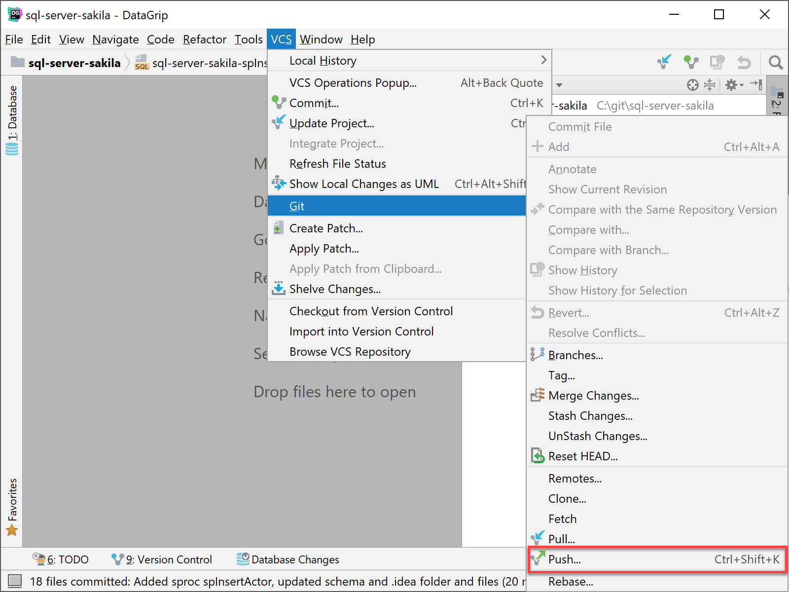 DataGrip push to Git