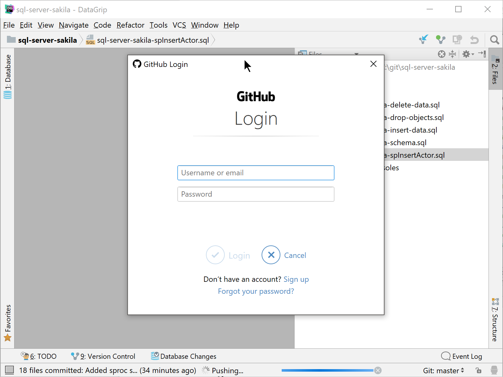 DataGrip GitHub Login