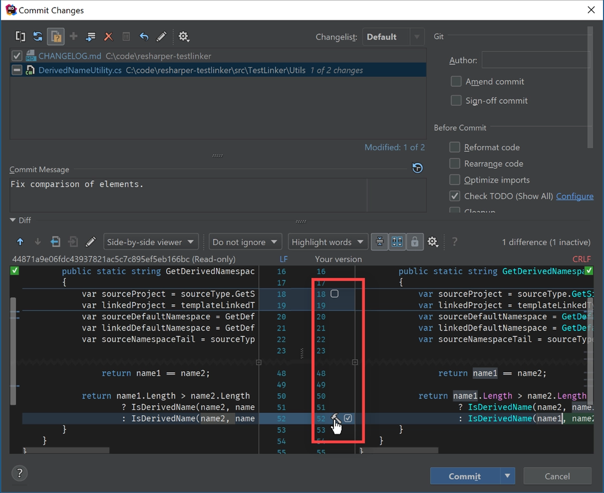 Creating partial commits