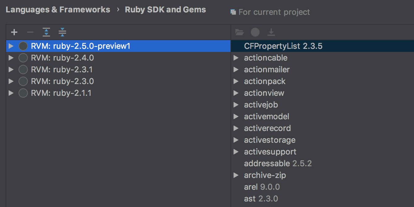 rubymine ide ruby sdk and gems option default and global meaning