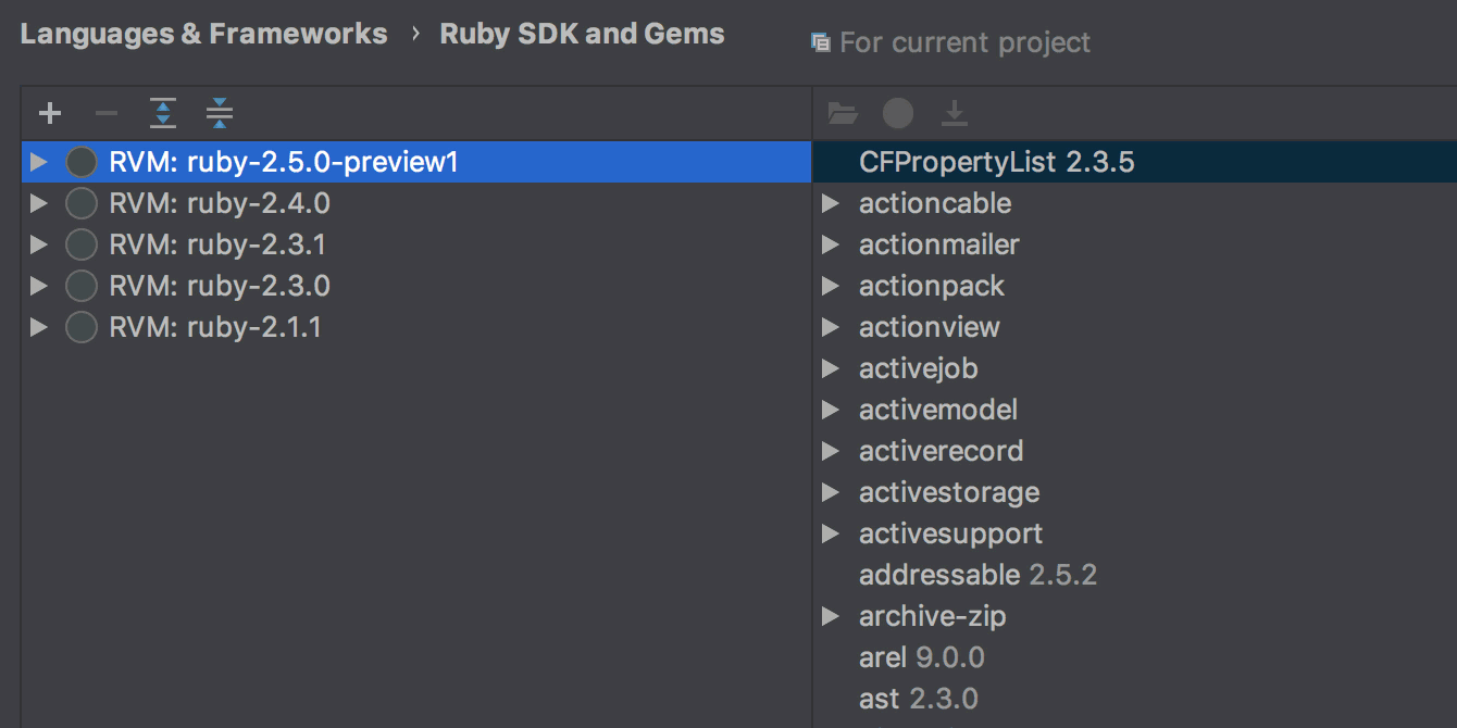 adding ruby sdk in rubymine