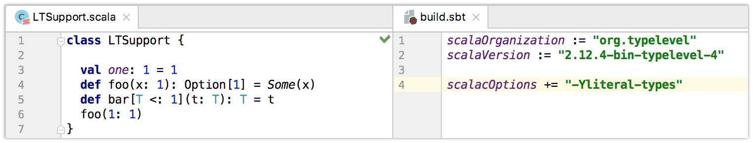 IntelliJ Scala plugin 2018.1.9: Literal Types, Infix Type Notation ...