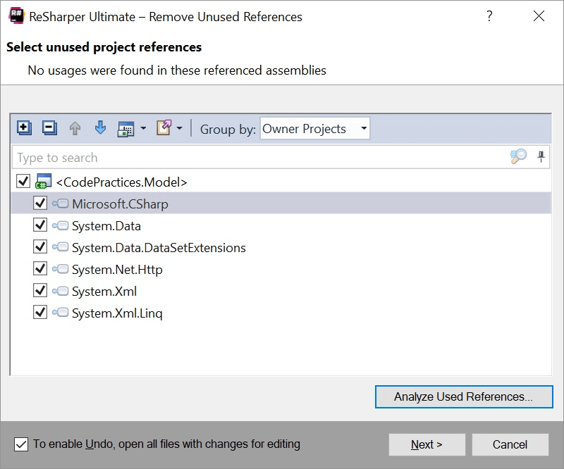 Remove Unused References in ReSharper