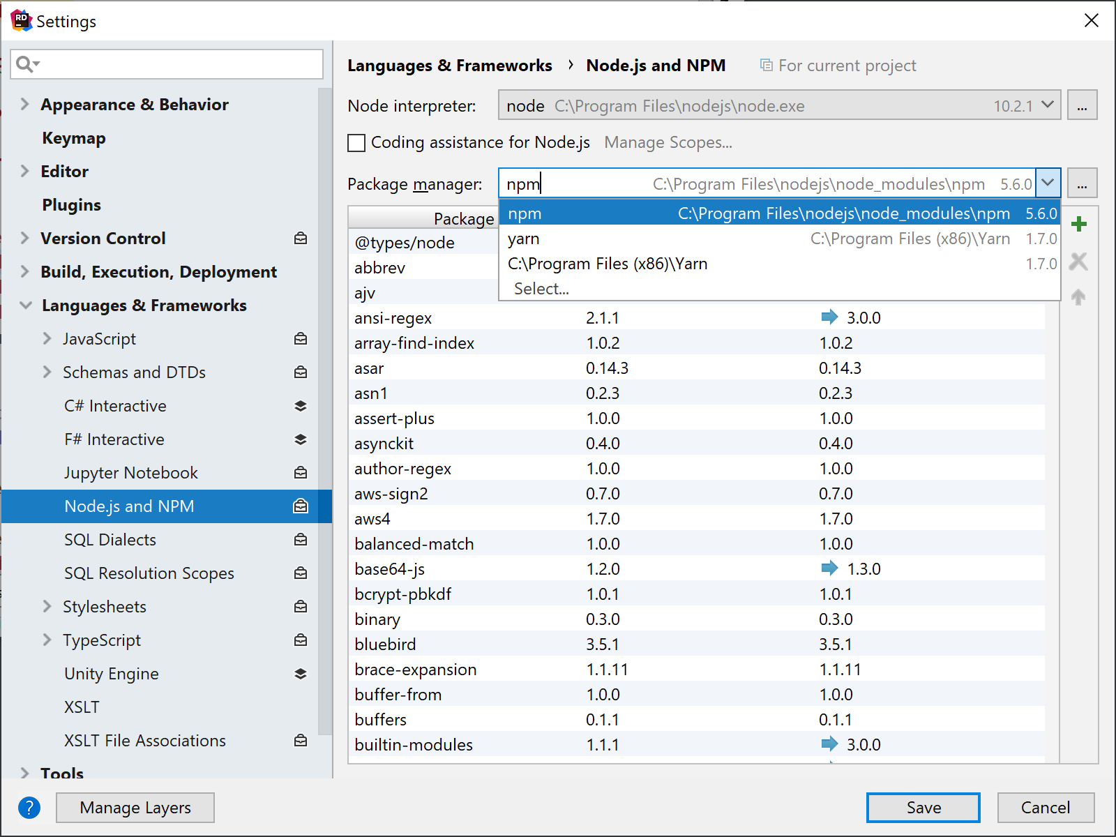 Node.js package manger selection