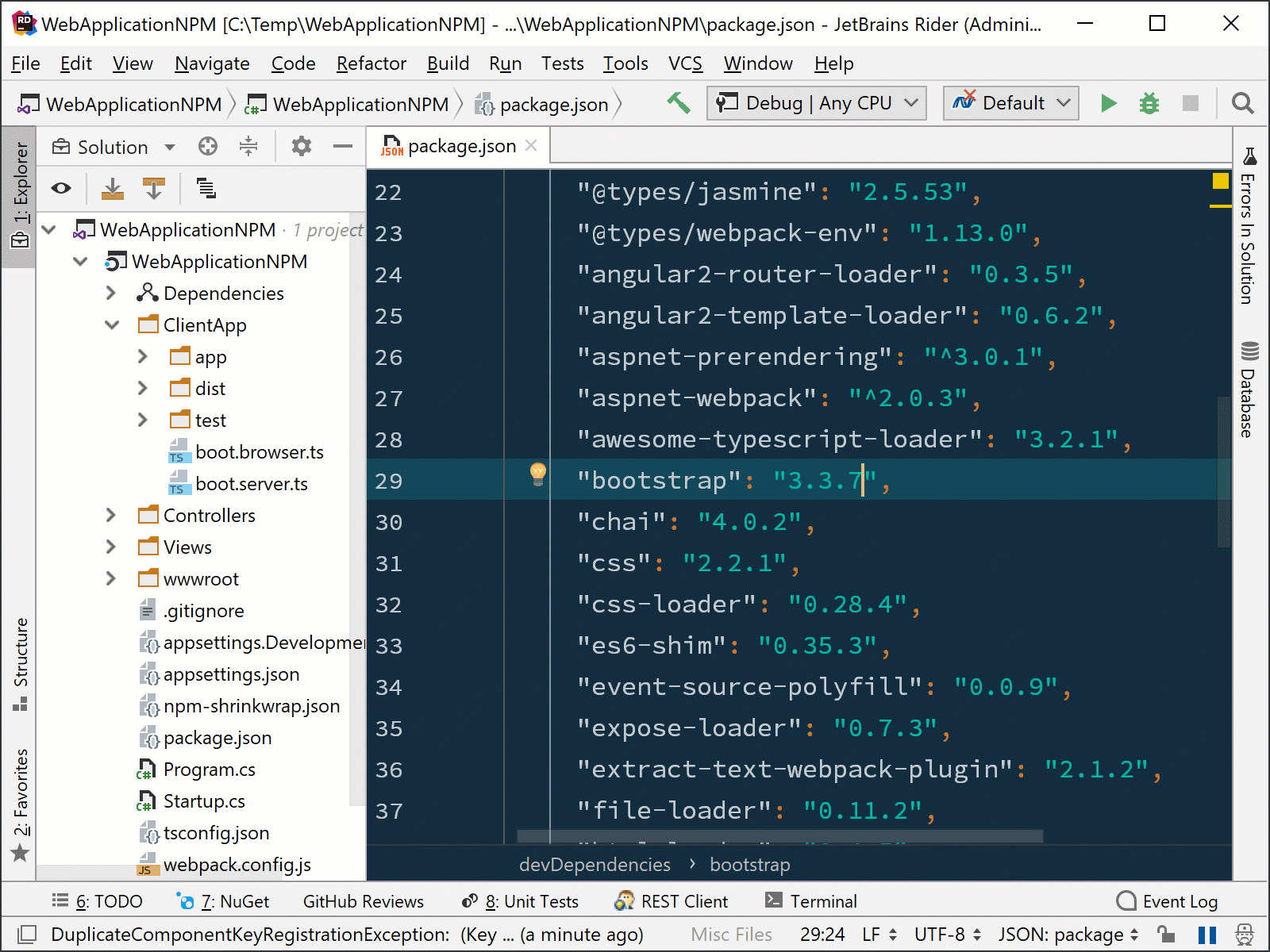 Upgrading a NPM package