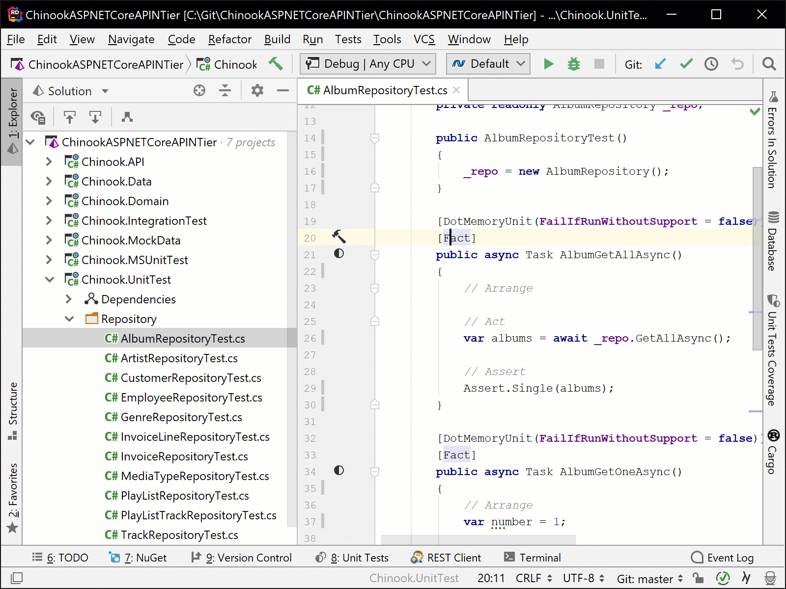 Navigating from a test method to the test in the Init Test Explorer