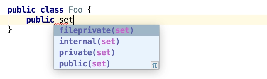 Setter access modifiers