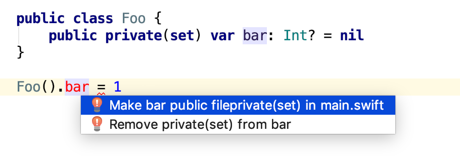 Access modifiers quick fix