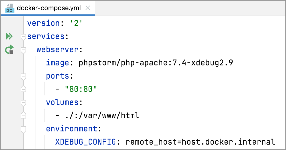 phpstorm docker compose v2