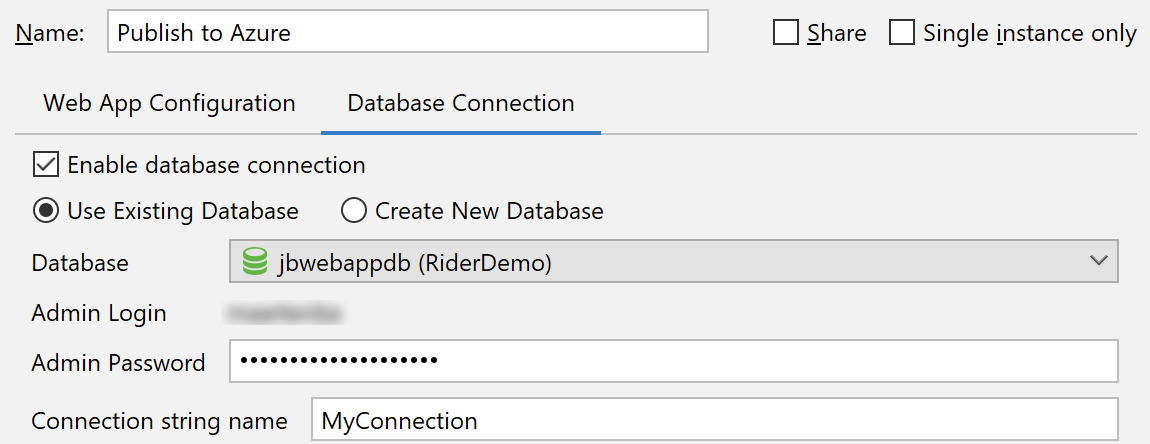 Database connection settings