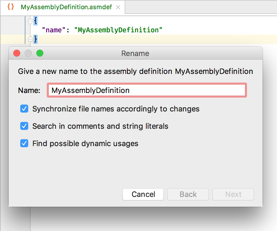 Rename assembly definition