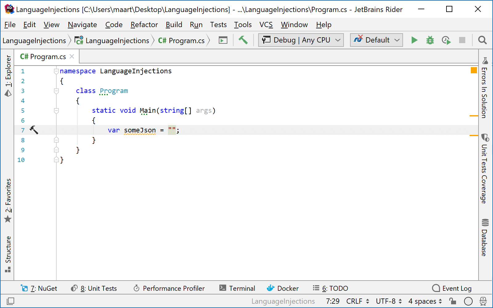 Edit language fragment in separate editor