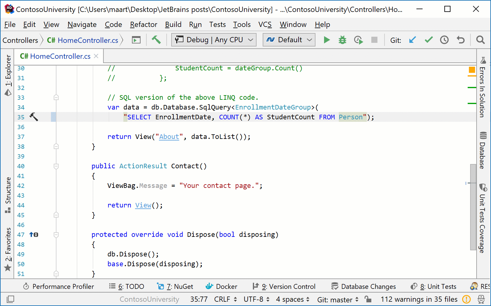 SQL inside C# strings, fragment editor, run query in console – Language ...