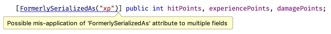 Possible misapplication of FormerlySerializedAs attribute to multiple fields warning