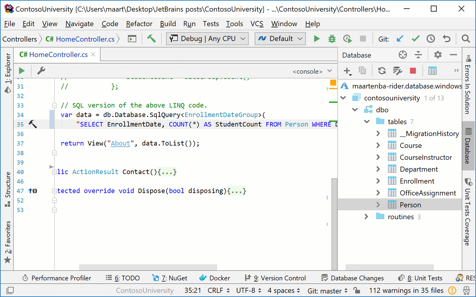 SQL inside C# strings, fragment editor, run query in console – Language ...