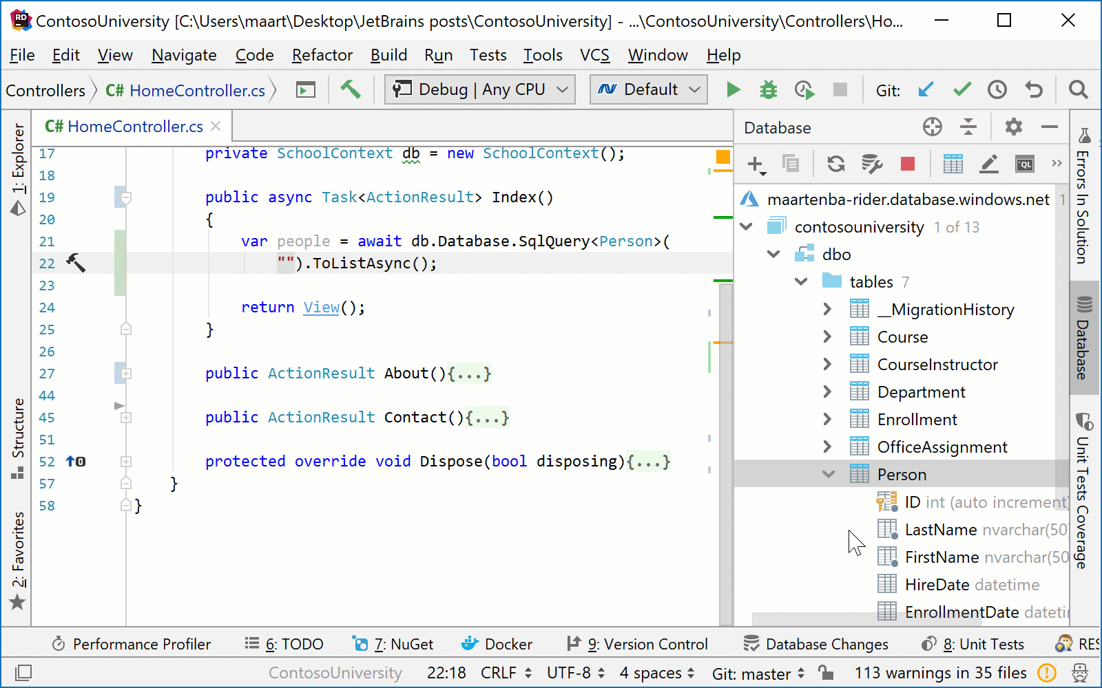 SQL inside C# strings, fragment editor, run query in console – Language