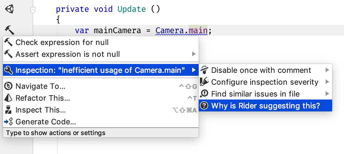 Why is Rider suggesting this? menu item