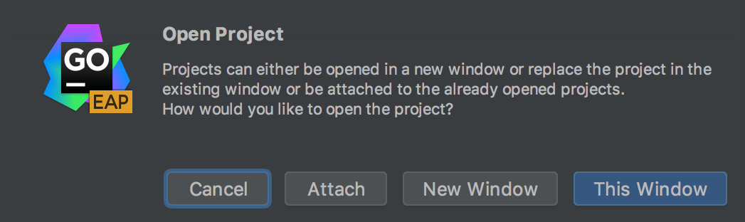 Attach button in Open Project popup