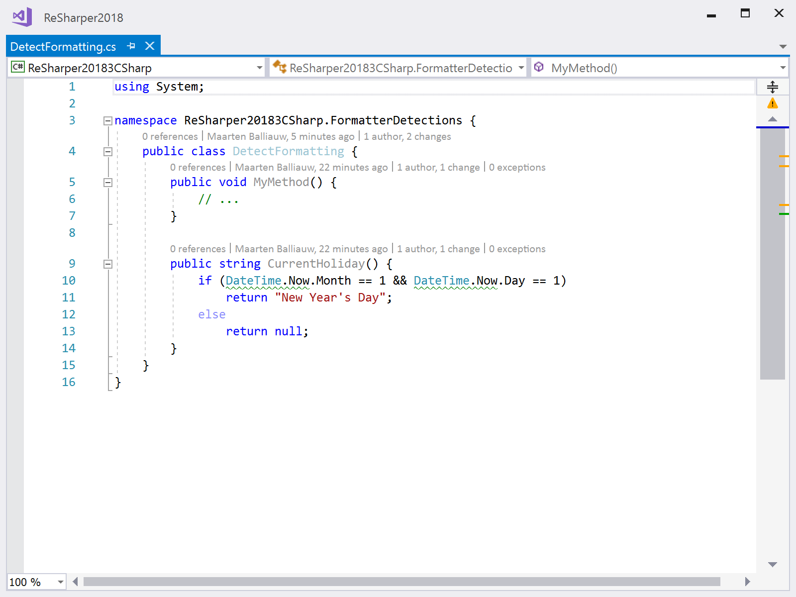 Detect code formatting from existing code