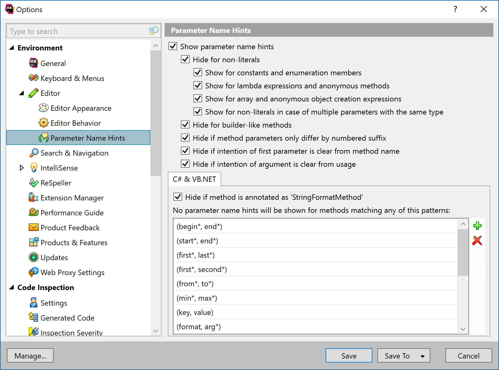 Configuring inline parameter hints