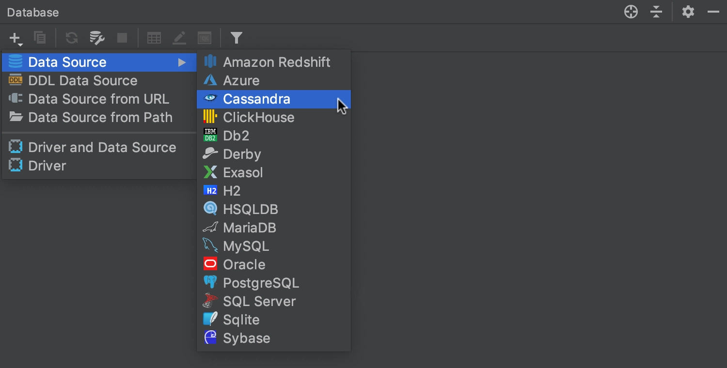 Connect Cassandra as database source