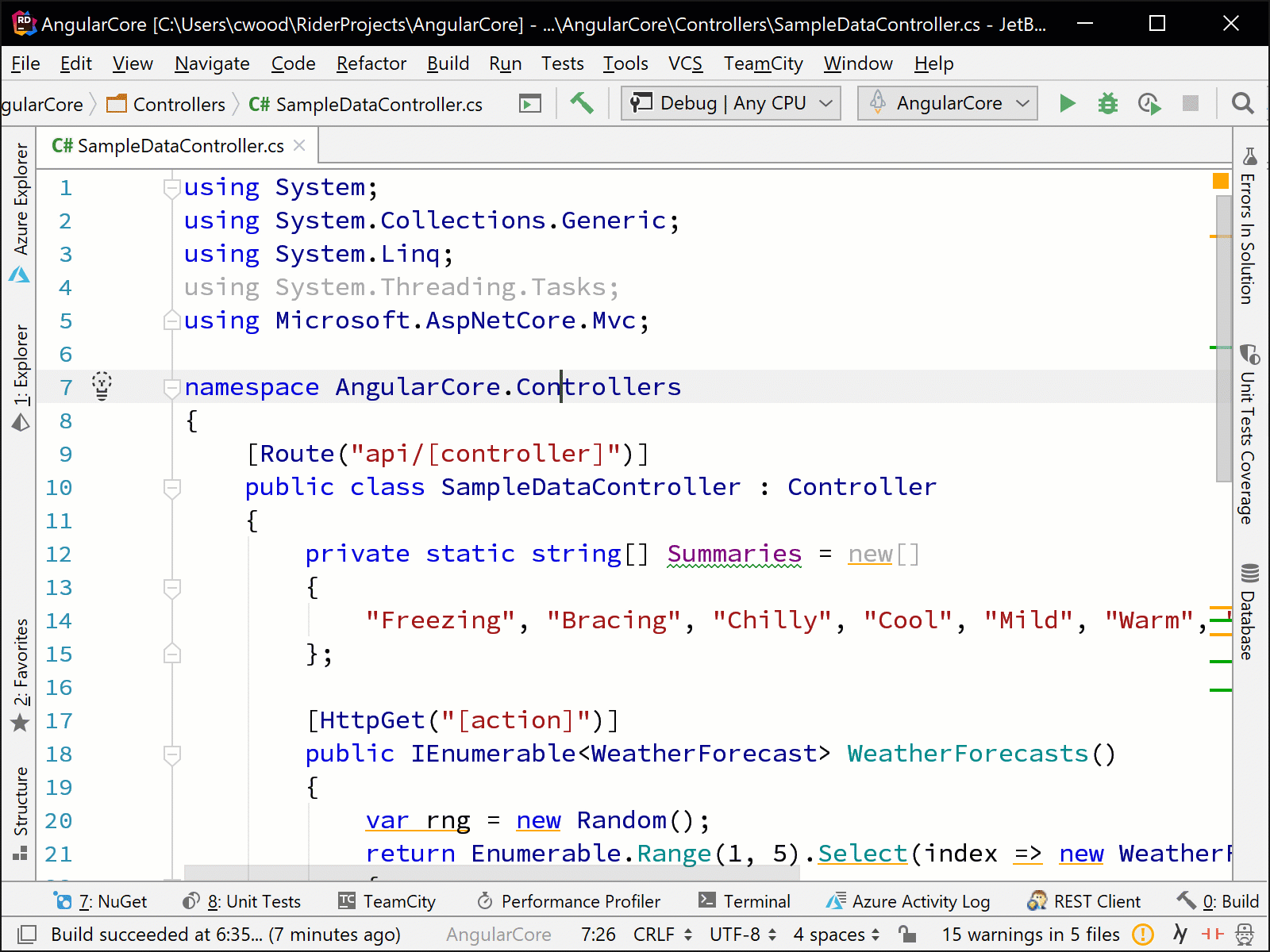 .editorconfig updates, more build options, better Roslyn support in