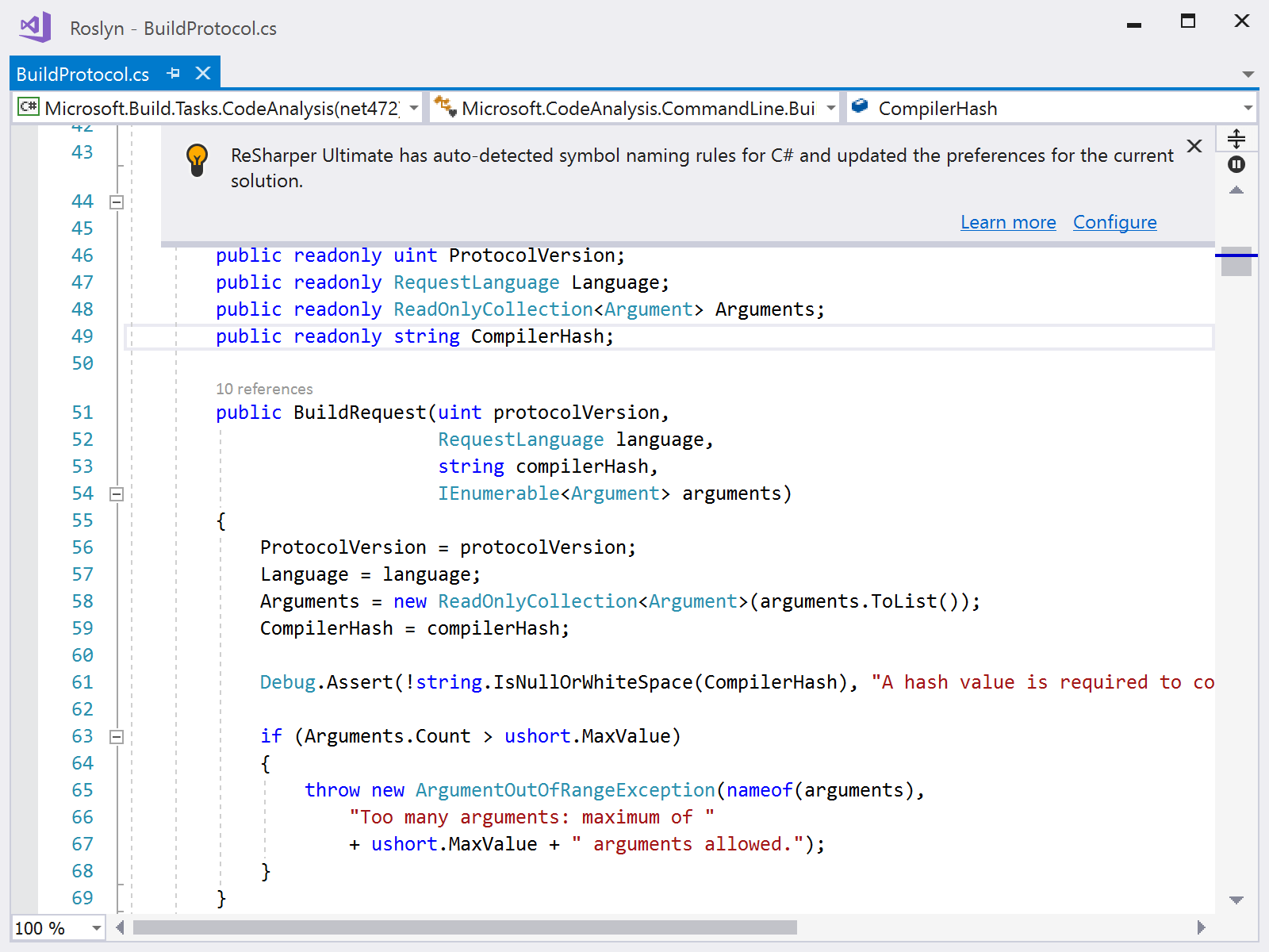 Detect naming settings from existing code