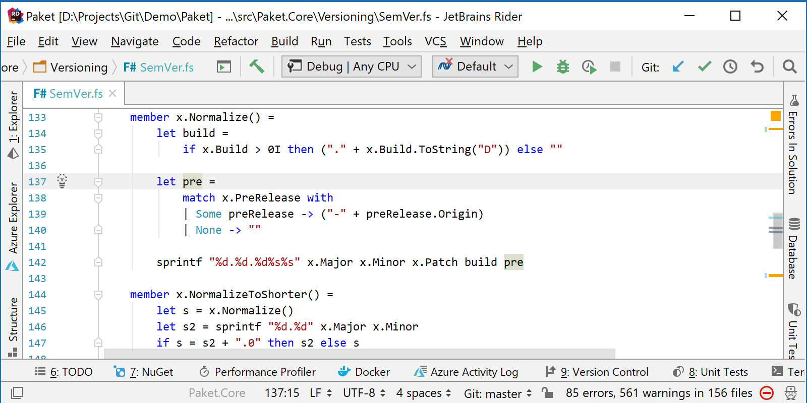 Rename local symbols in FSharp code using Rider rename refactoring