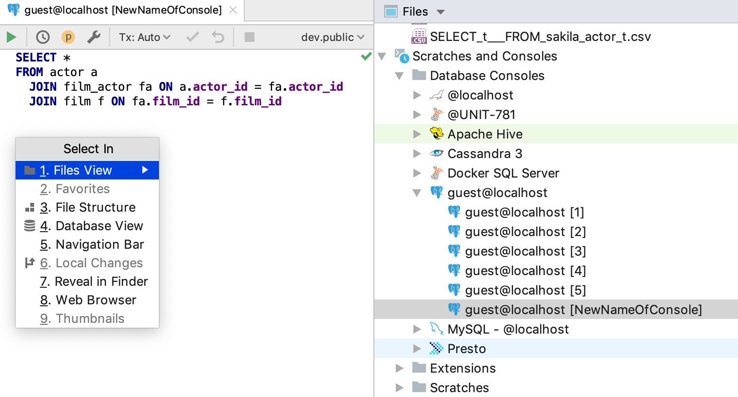 google cloud console with jetbrains datagrip